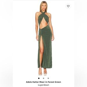 Adele Halter Maxi Dress in Forest Green